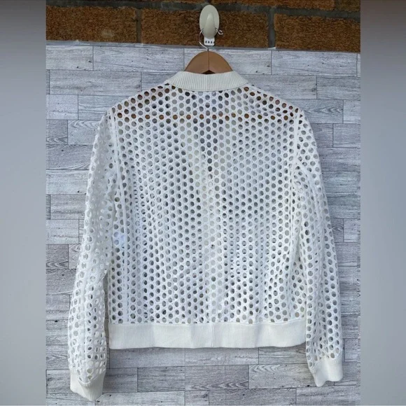 Akris Punto V-Neck Press-Button eyelet Bomber Jacket lace designer white - Picture 8 of 17